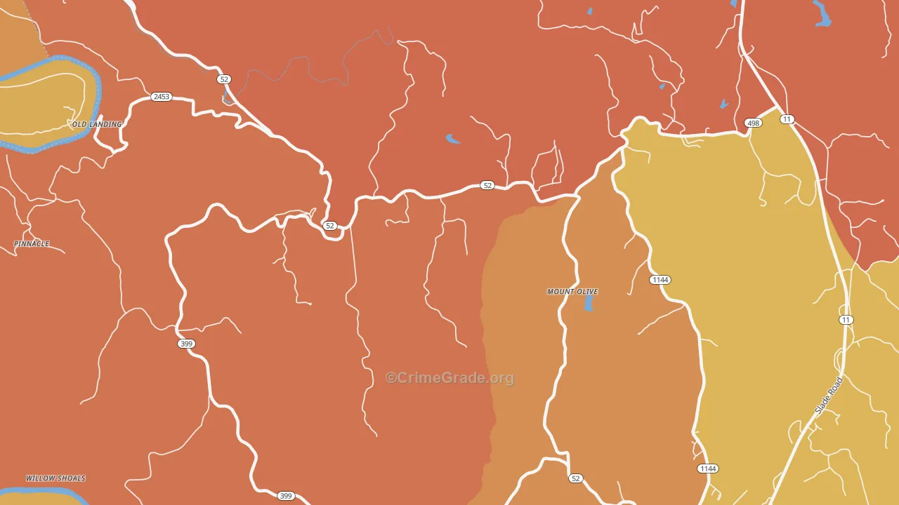 Mount Olive, KY Map of Robbery Rates