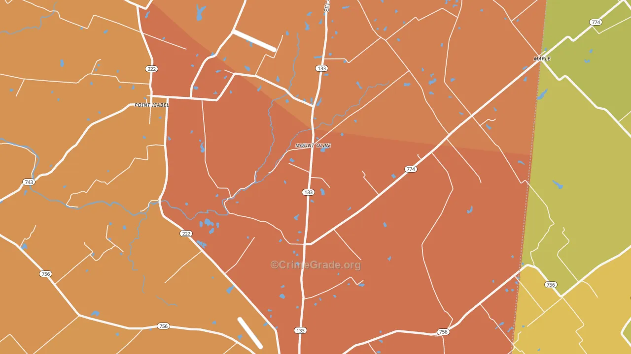 Mount Olive, OH Map of Robbery Rates