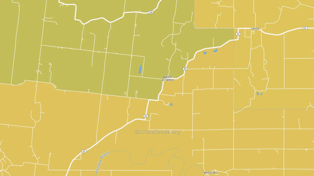 Mount Olympus, IN Map of Robbery Rates