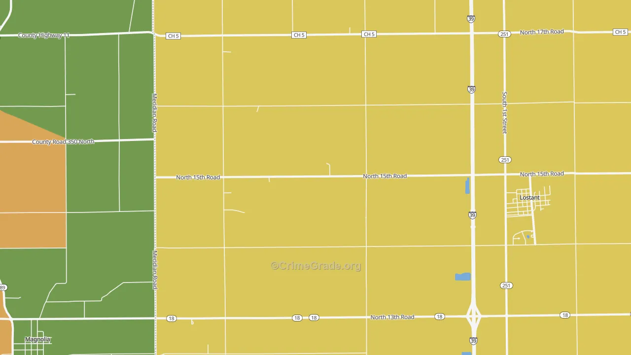 Mount Palatine, IL Map of Robbery Rates
