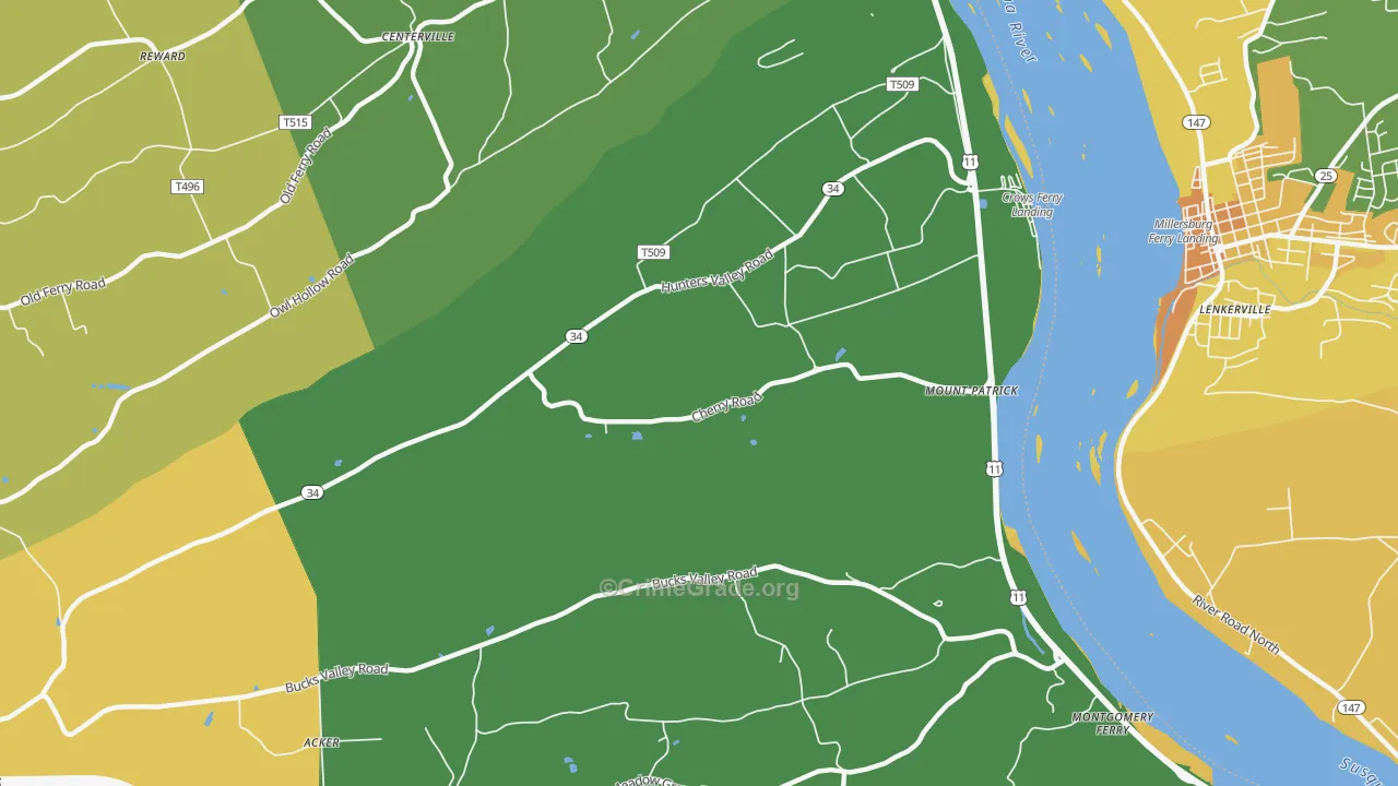 Mount Patrick, PA Map of Robbery Rates
