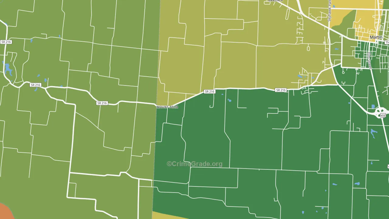 Mount Pelia, TN Map of Robbery Rates
