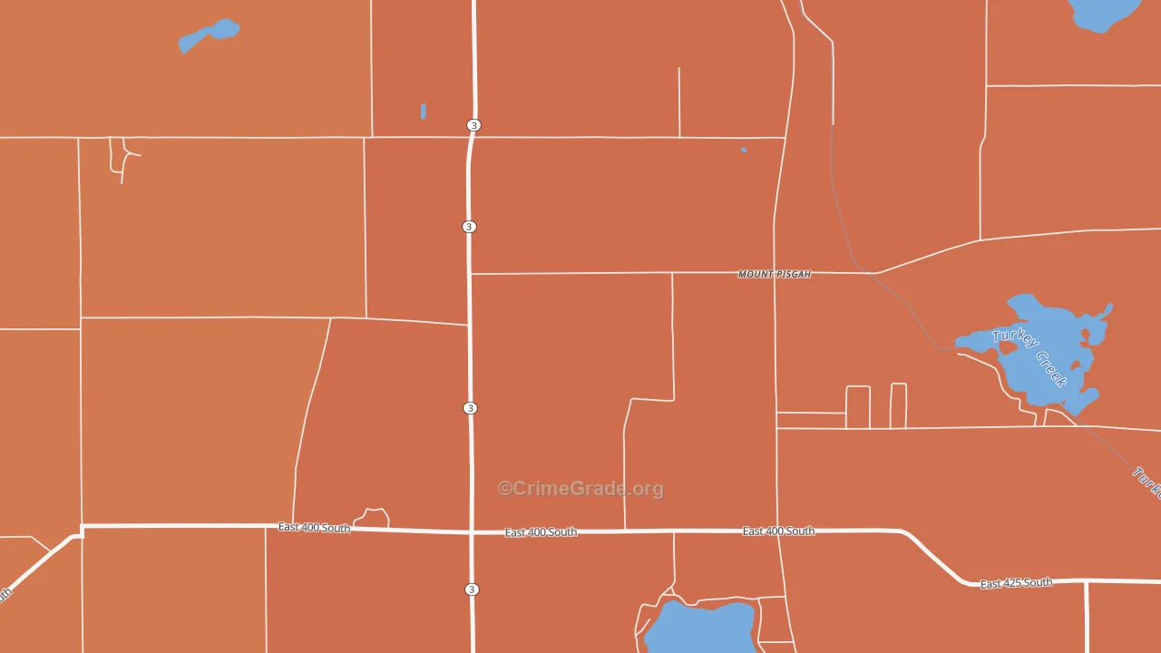 Mount Pisgah, IN Map of Robbery Rates