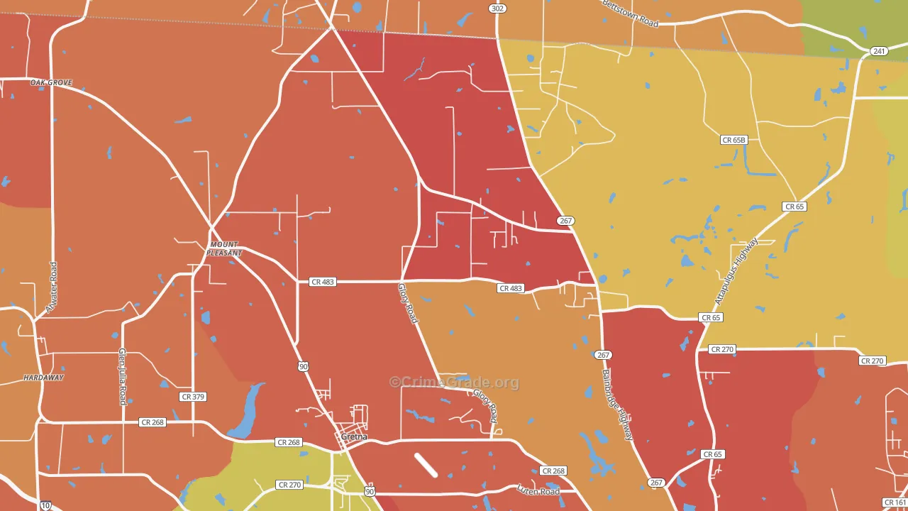 Mount Pleasant, FL Map of Robbery Rates