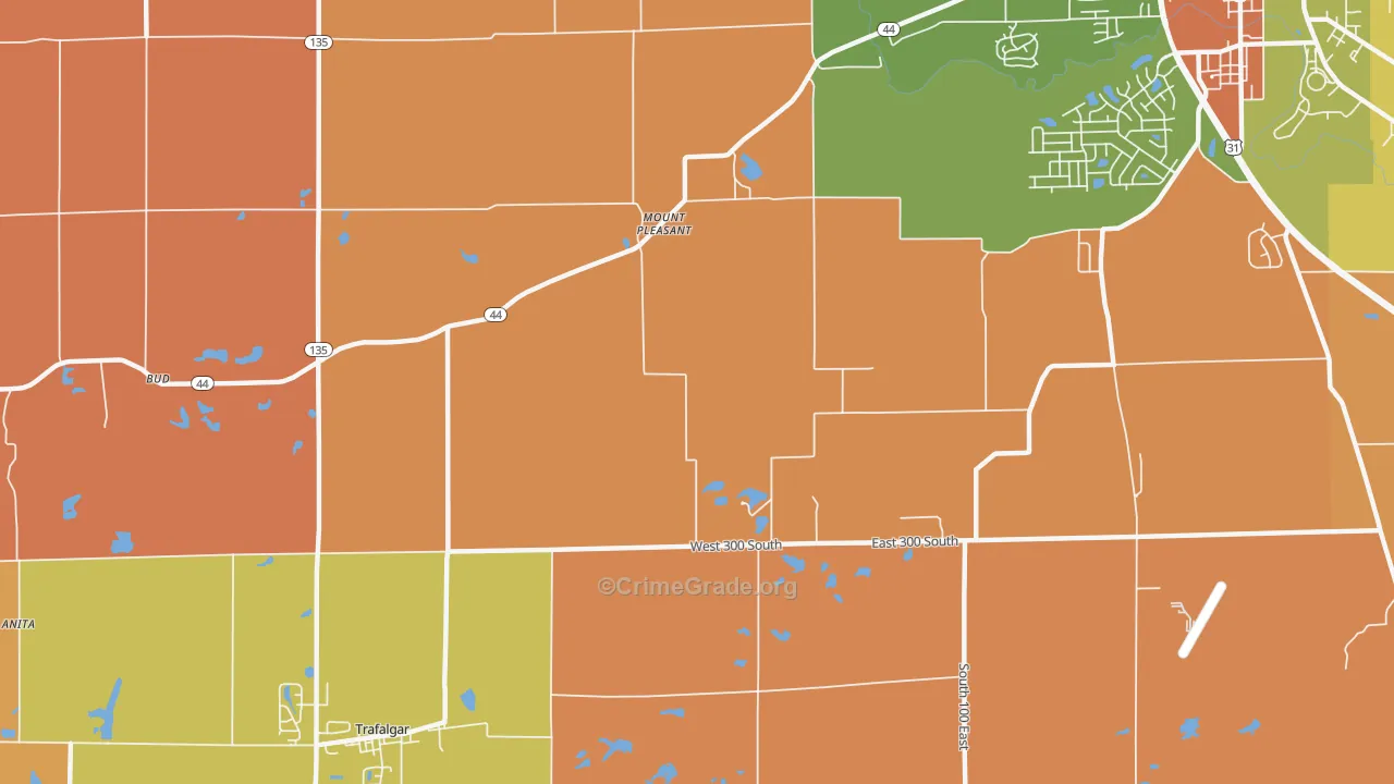 Mount Pleasant, IN Map of Robbery Rates