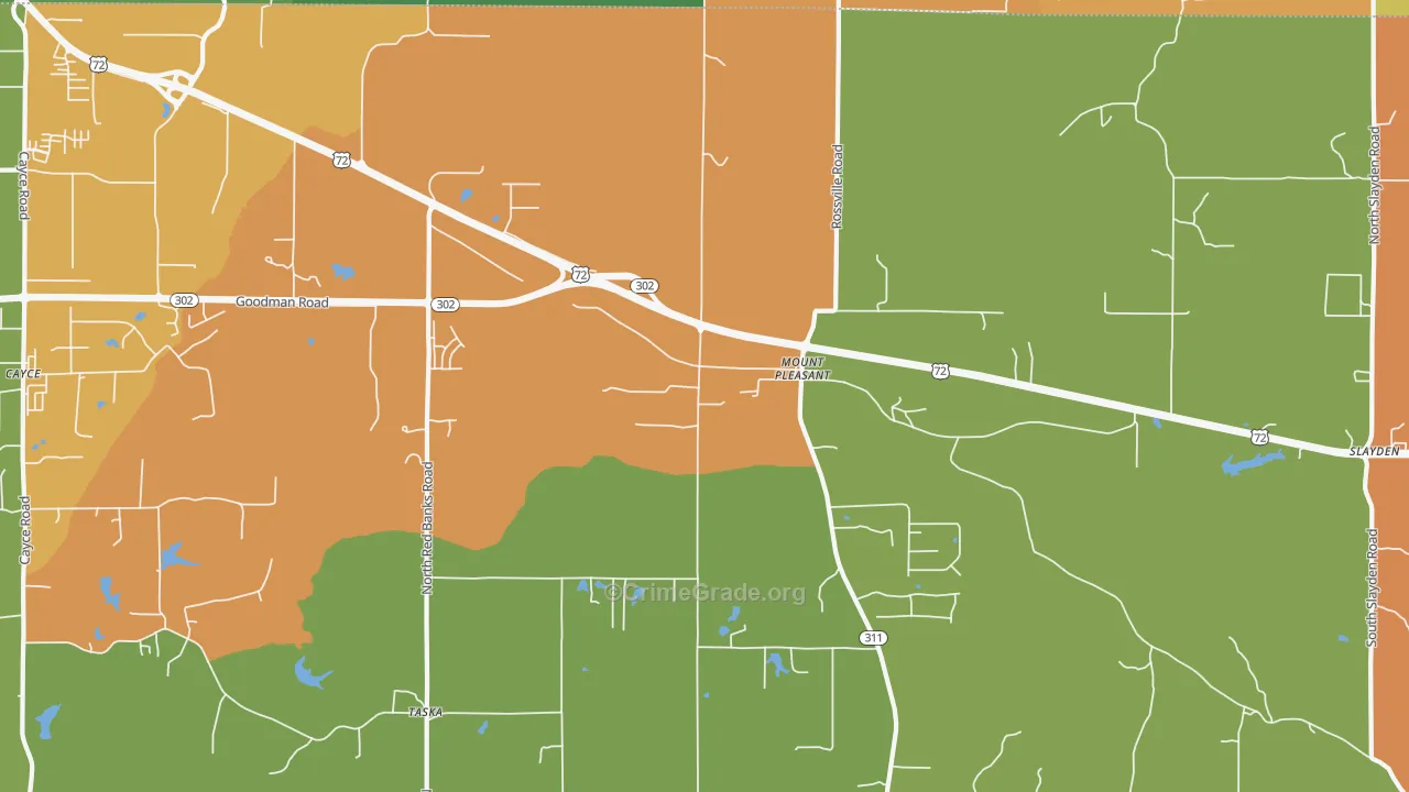 Mount Pleasant, MS Map of Robbery Rates