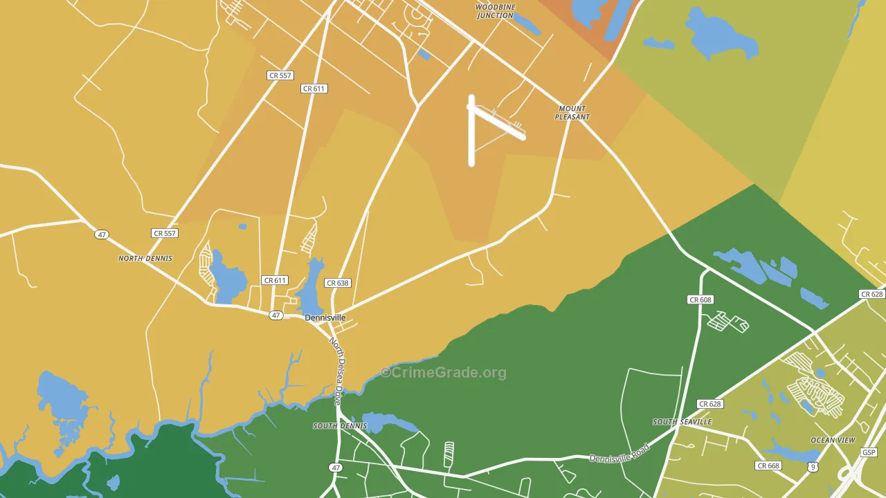 Mount Pleasant, NJ Map of Robbery Rates