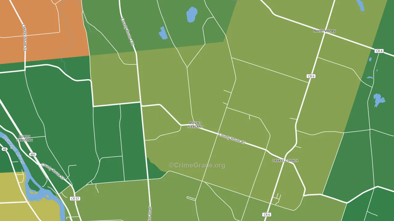 Mount Pleasant, NY Map of Robbery Rates