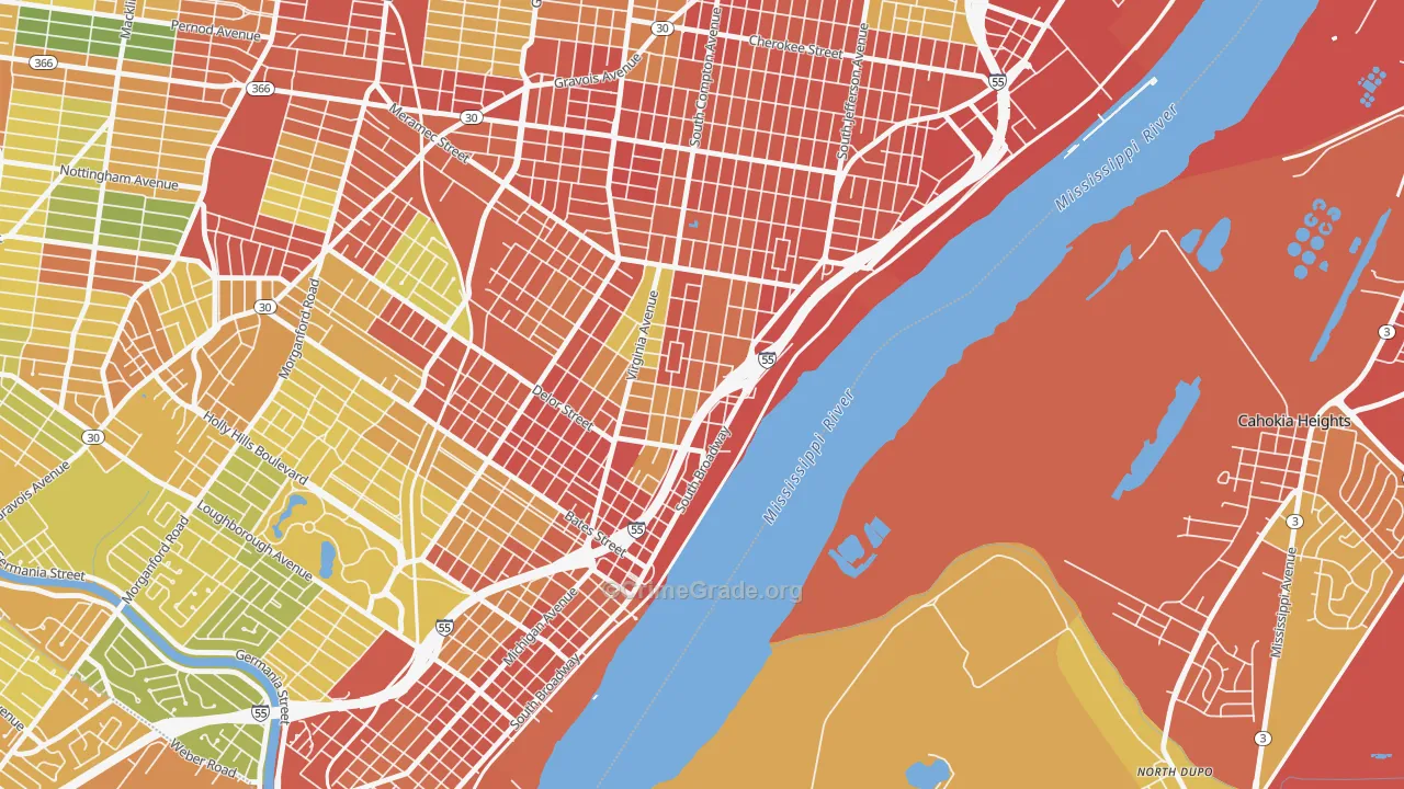 Mount Pleasant, St. Louis, MO Map of Robbery Rates