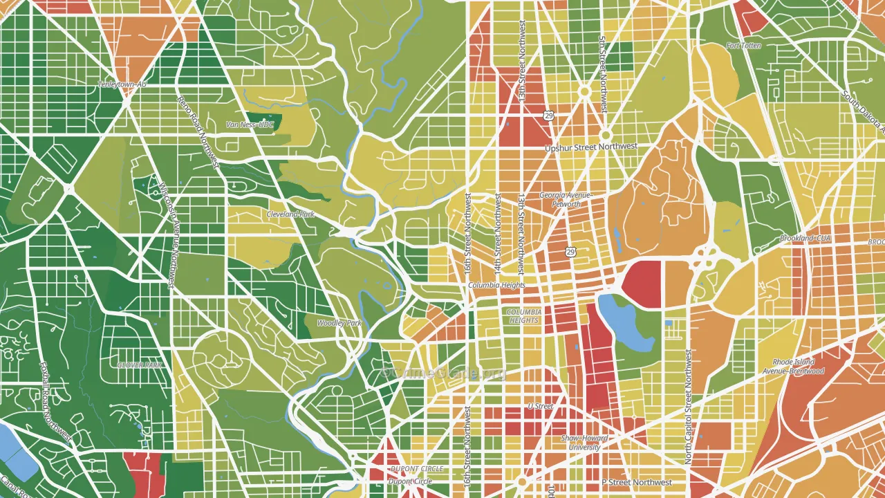 Mount Pleasant, Washington, DC Map of Robbery Rates