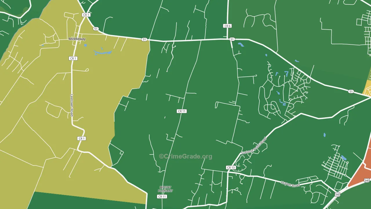 Mount Pleasant, WV Map of Robbery Rates