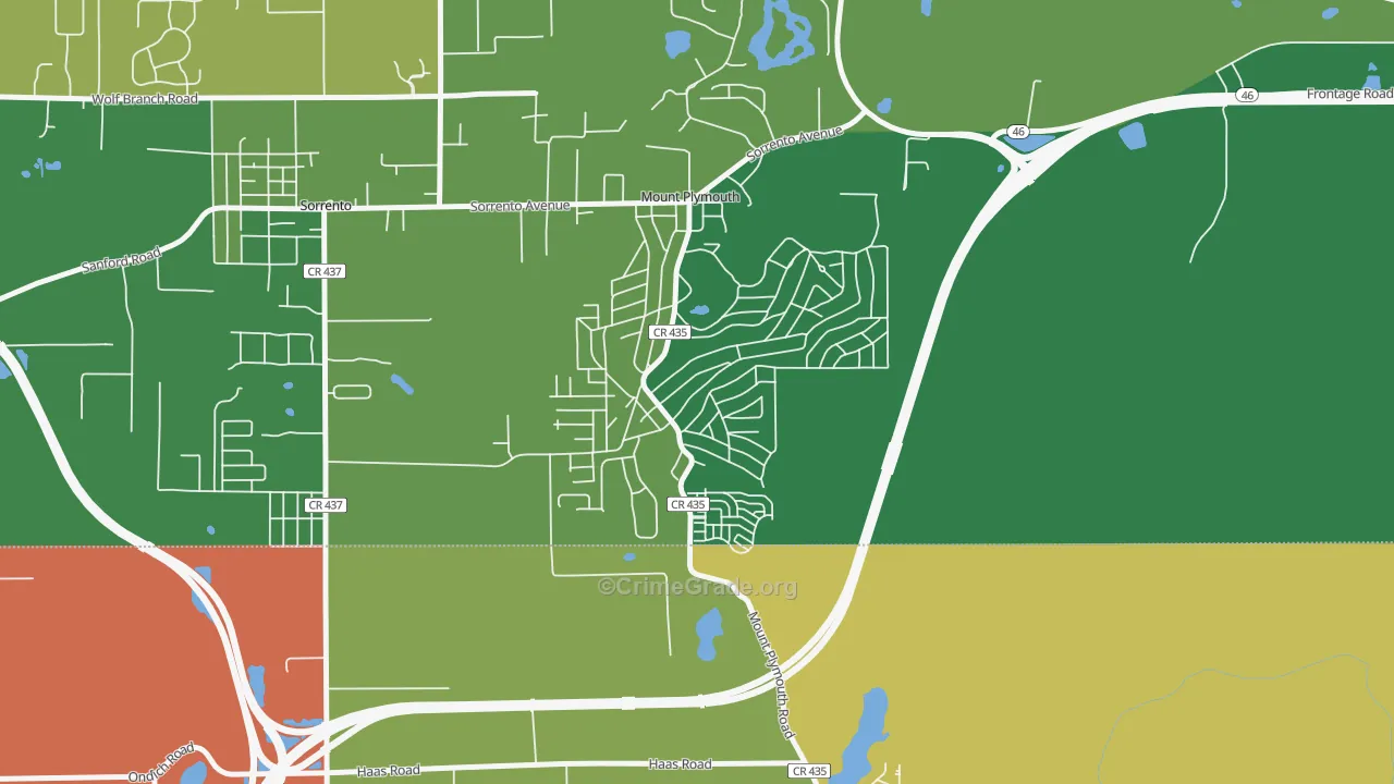 Mount Plymouth, FL Map of Robbery Rates
