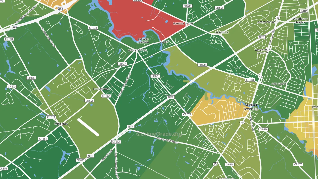 Mount Royal, NJ Map of Robbery Rates