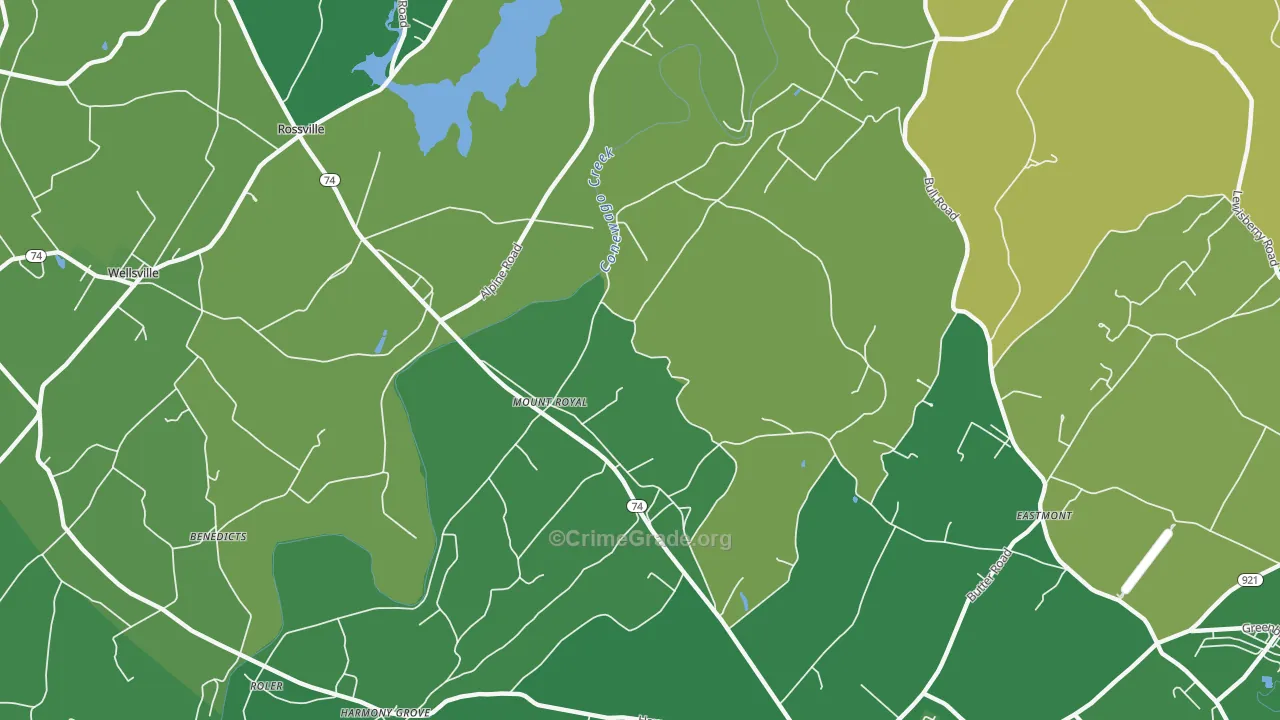 Mount Royal, PA Map of Robbery Rates
