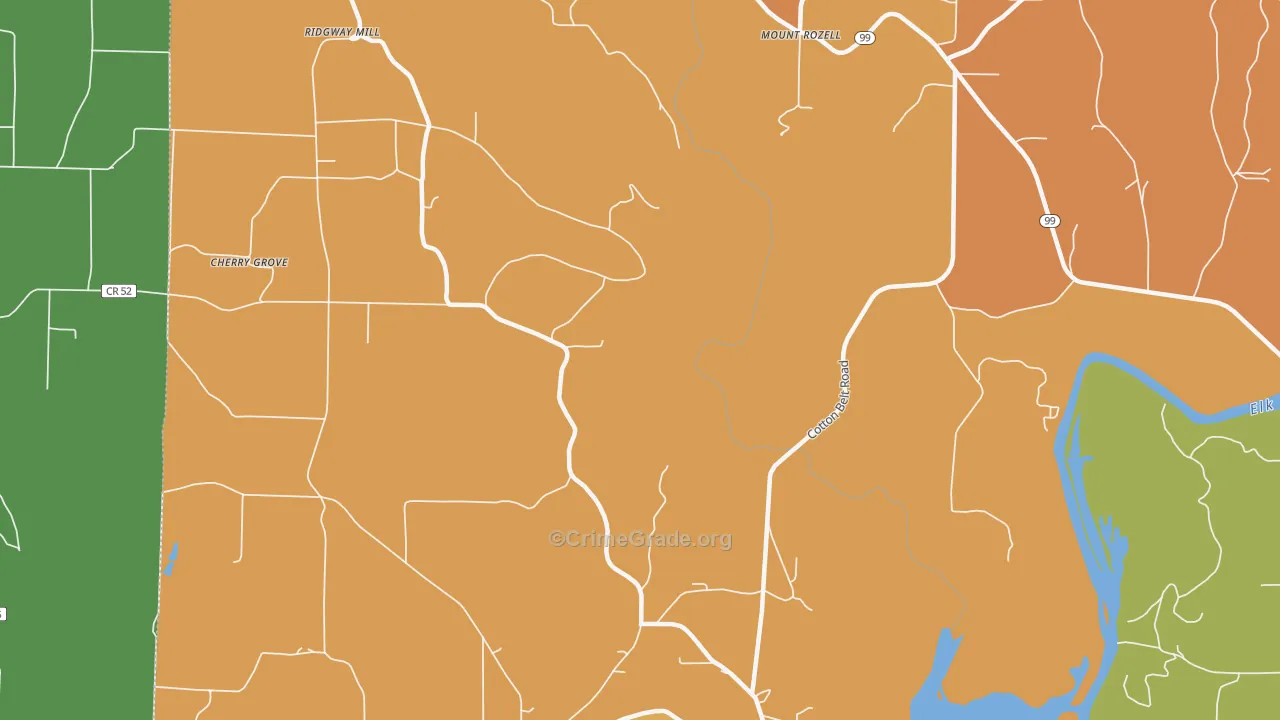 Mount Rozell, AL Map of Robbery Rates