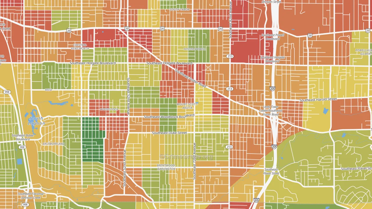 Mount Scott, Portland, OR Map of Robbery Rates