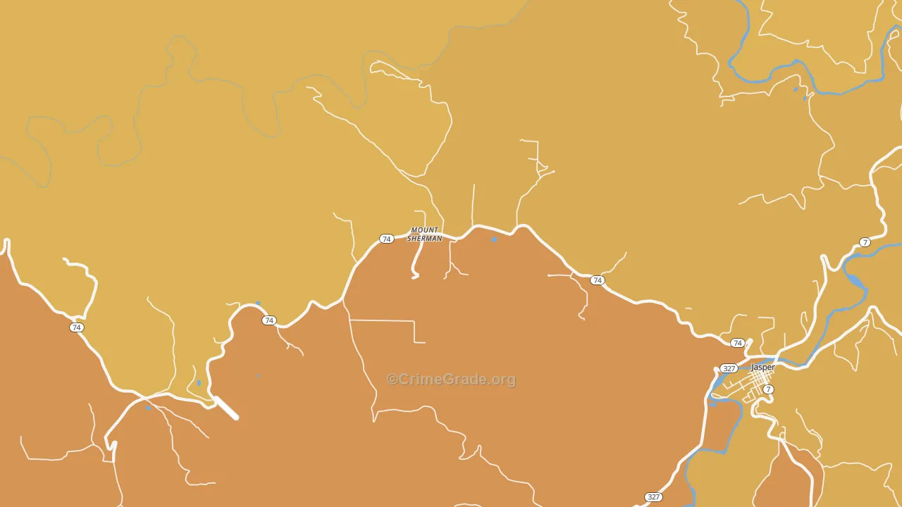 Mount Sherman, AR Map of Robbery Rates