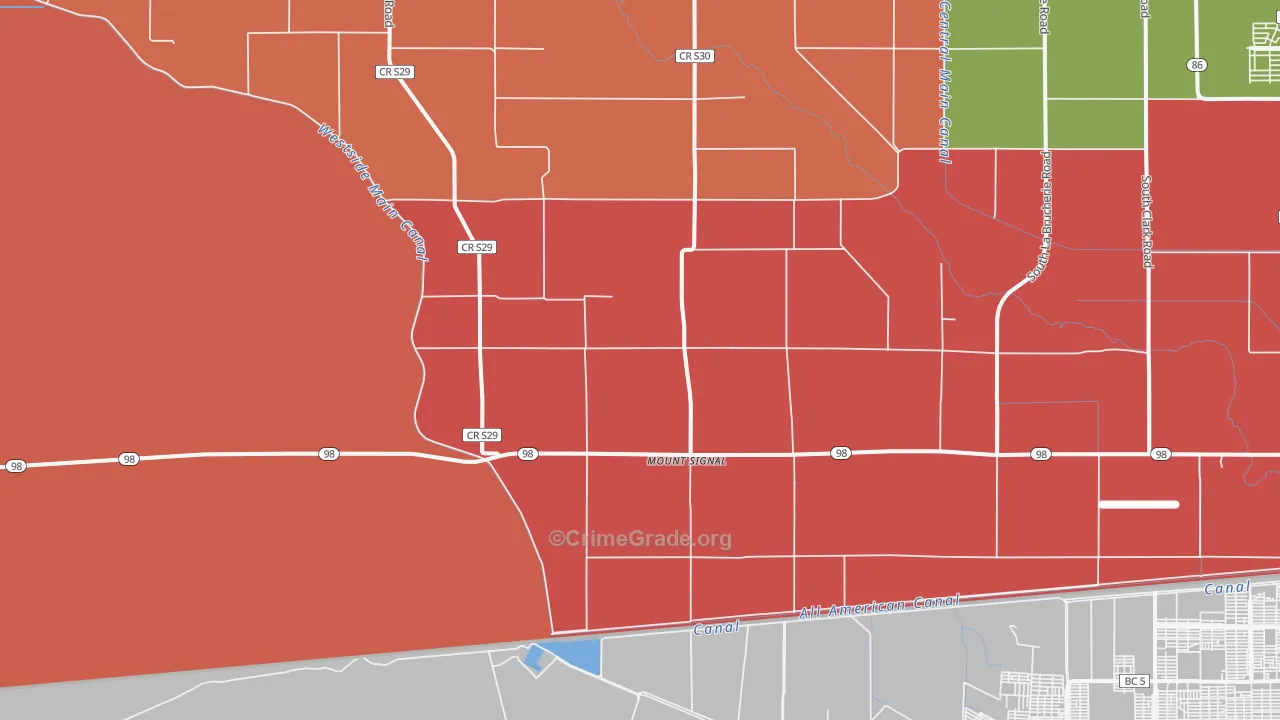 Mount Signal, CA Map of Robbery Rates