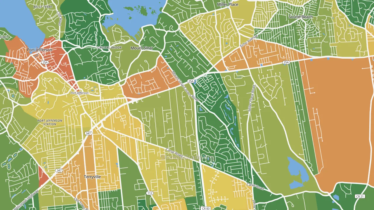 Mount Sinai, NY Map of Robbery Rates