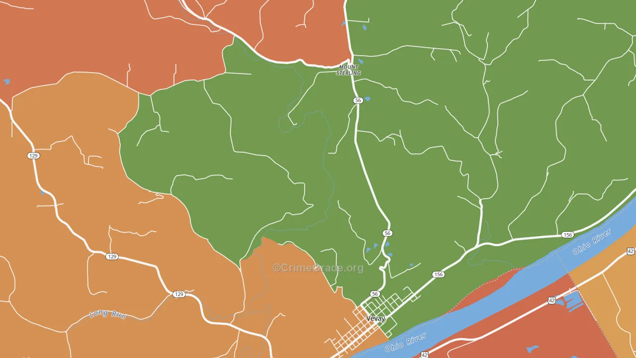 Mount Sterling, IN Map of Robbery Rates