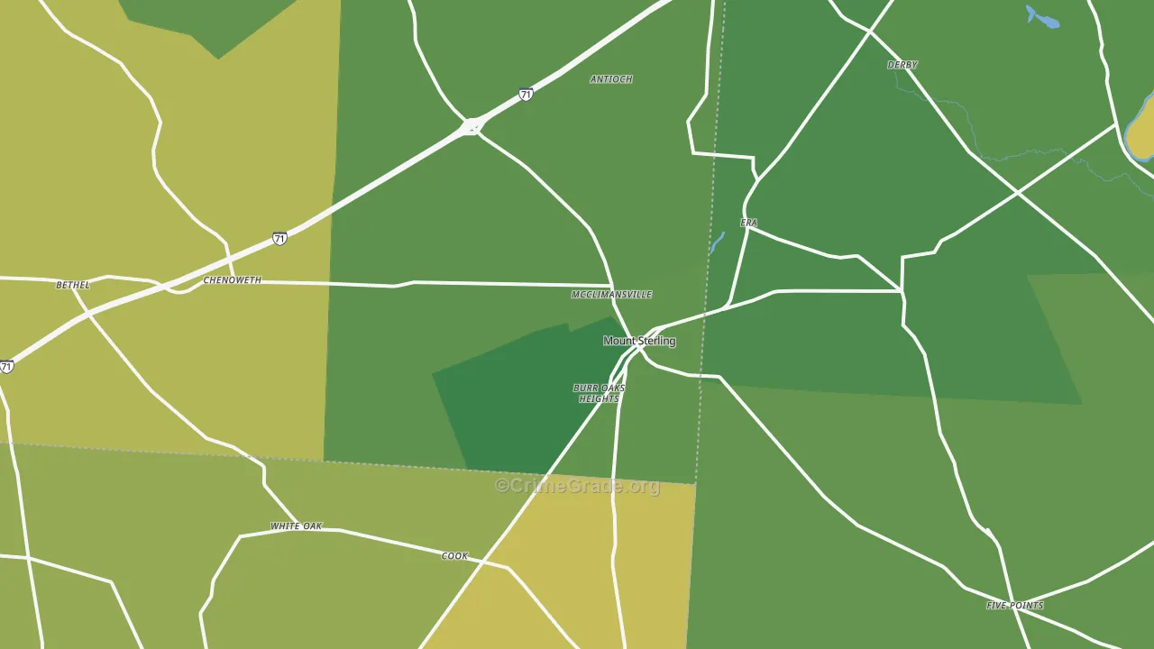 Mount Sterling, OH Map of Robbery Rates