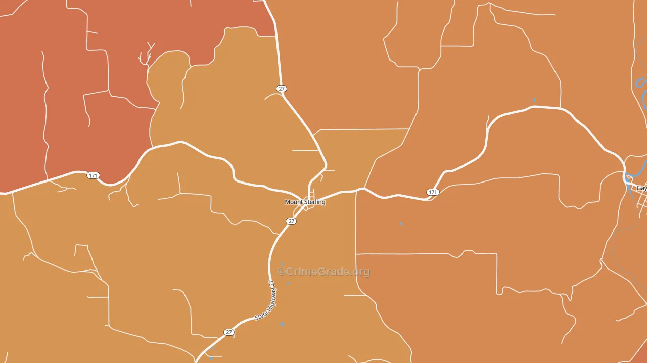 Mount Sterling, WI Map of Robbery Rates