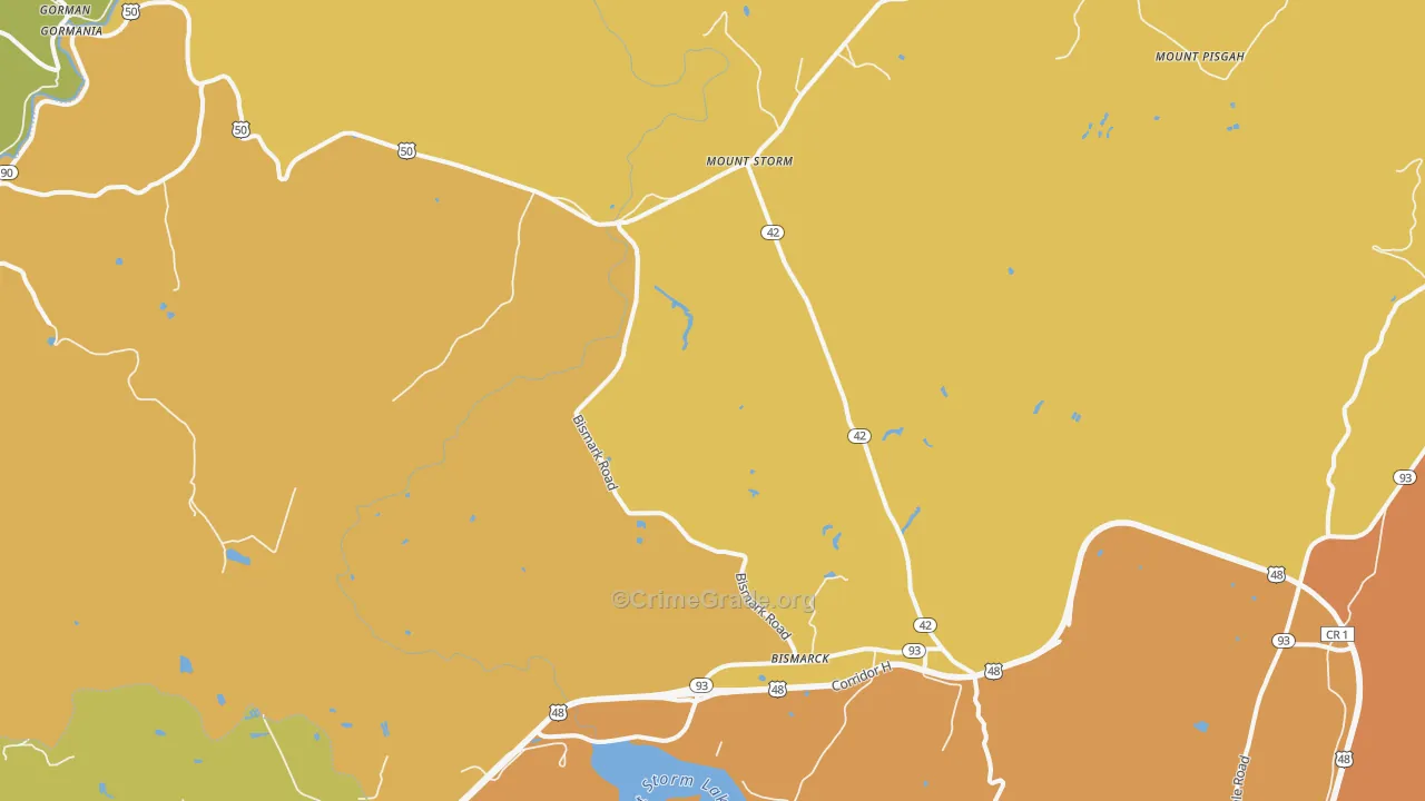 Mount Storm, WV Map of Robbery Rates