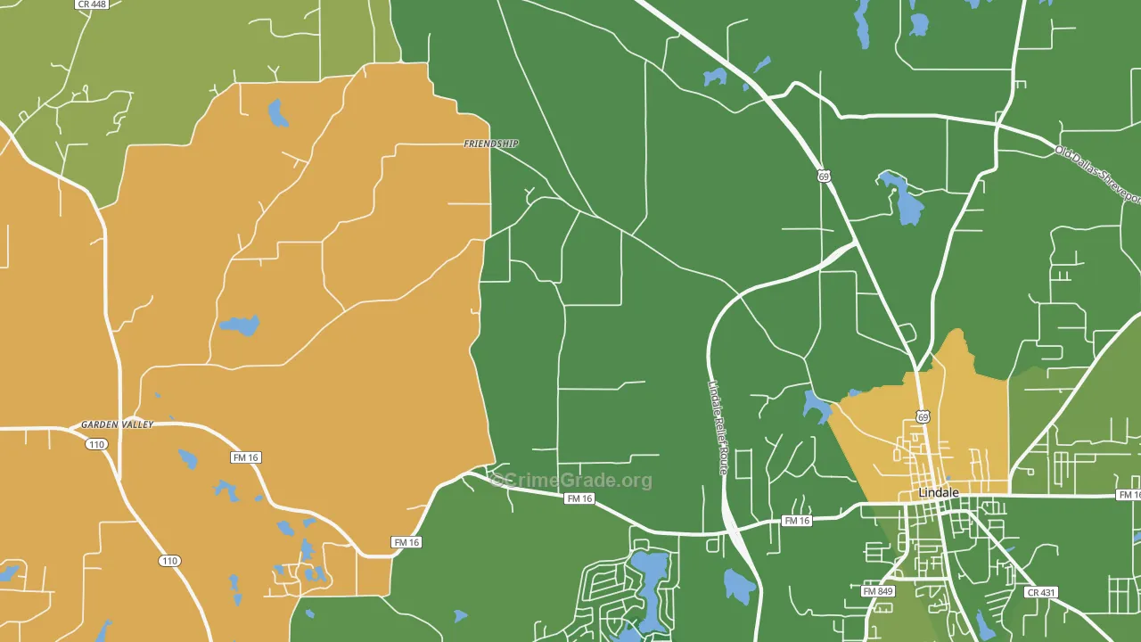 Mount Sylvan, TX Map of Robbery Rates