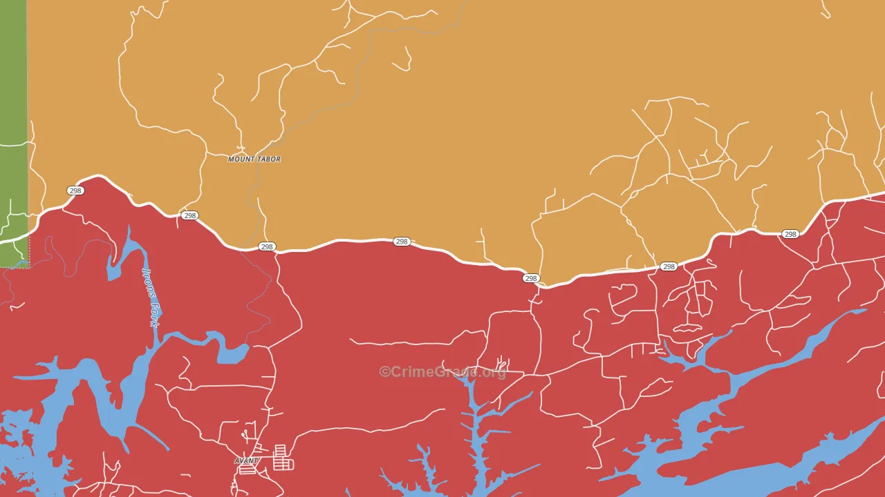 Mount Tabor, AR Map of Robbery Rates