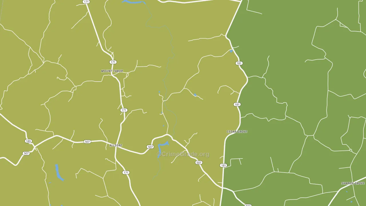 Mount Tabor, KY Map of Robbery Rates
