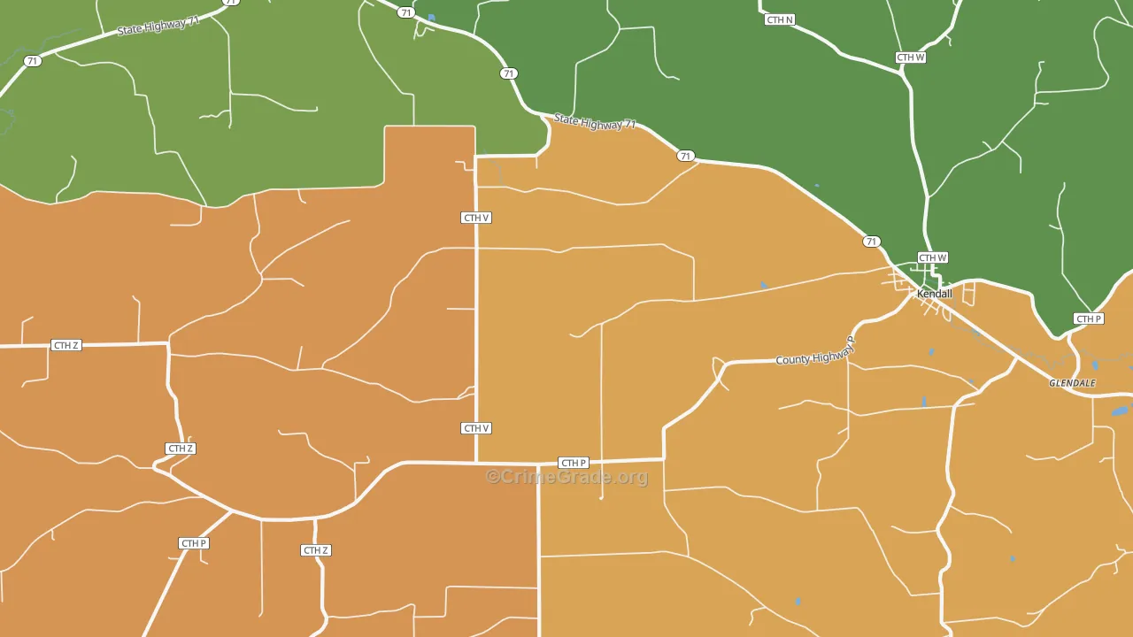 Mount Tabor, WI Map of Robbery Rates