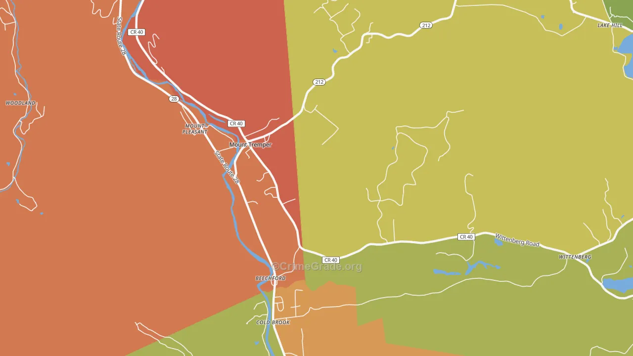 Mount Tremper, NY Map of Robbery Rates