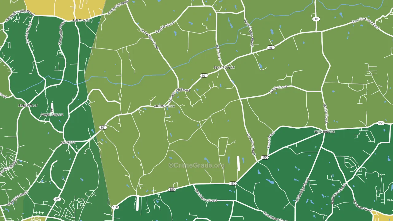 Mount Ulla, NC Map of Robbery Rates