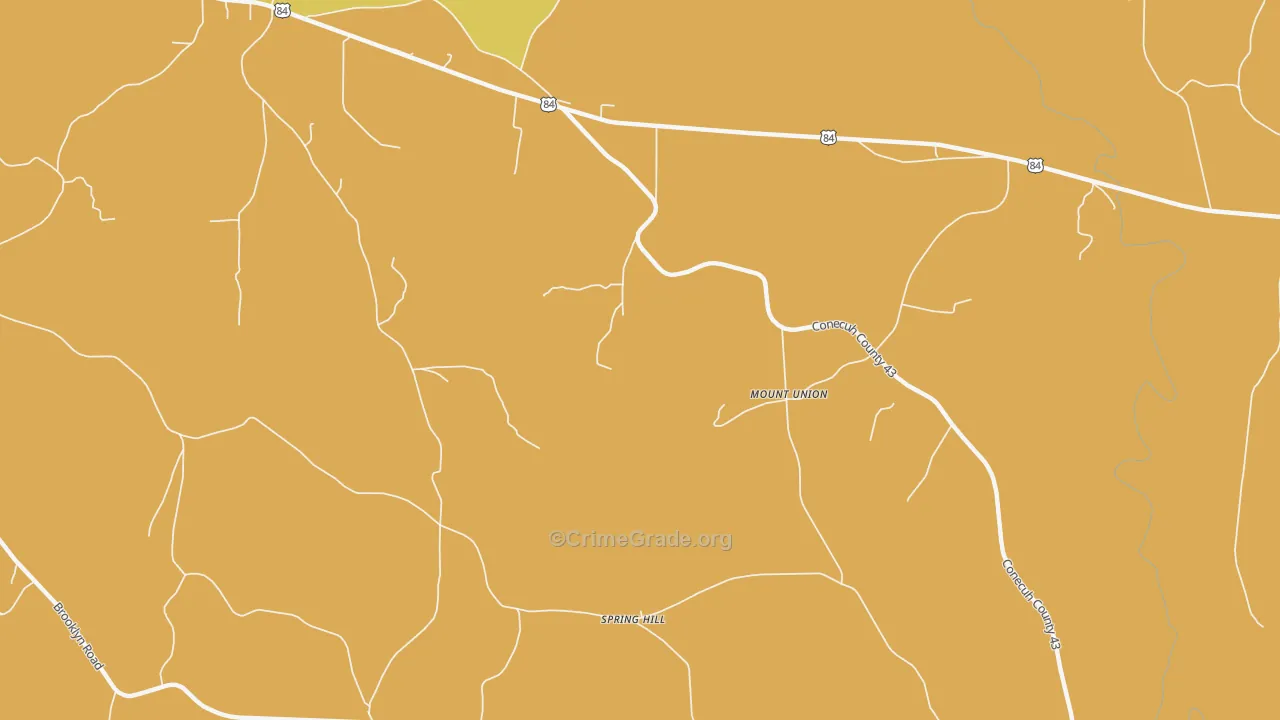 Mount Union, AL Map of Robbery Rates