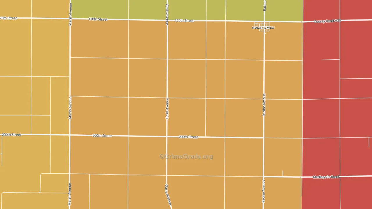 Mount Union, IA Map of Robbery Rates