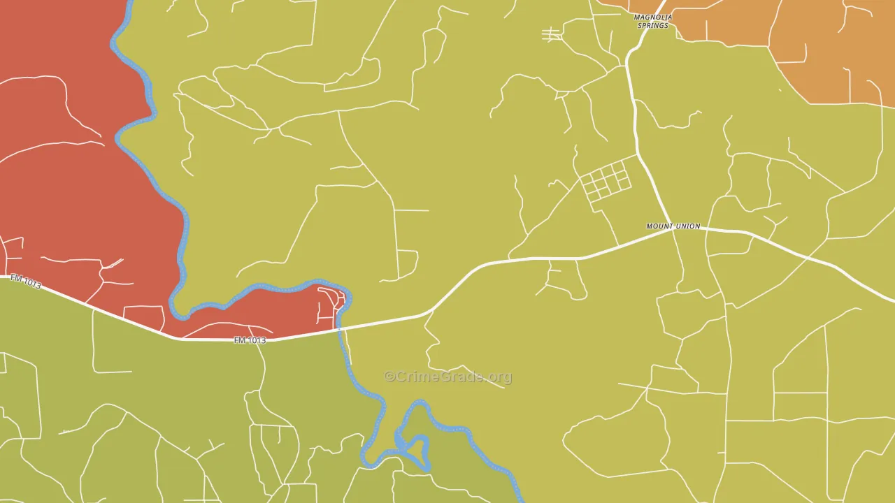 Mount Union, TX Map of Robbery Rates