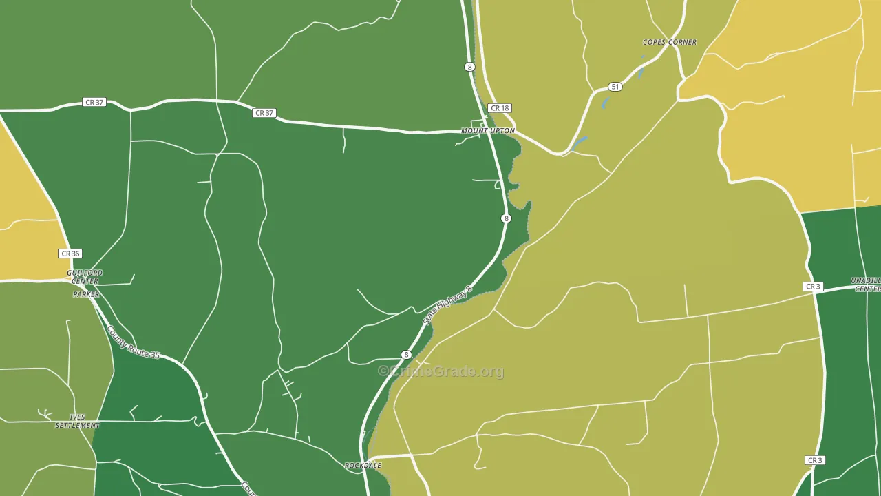 Mount Upton, NY Map of Robbery Rates