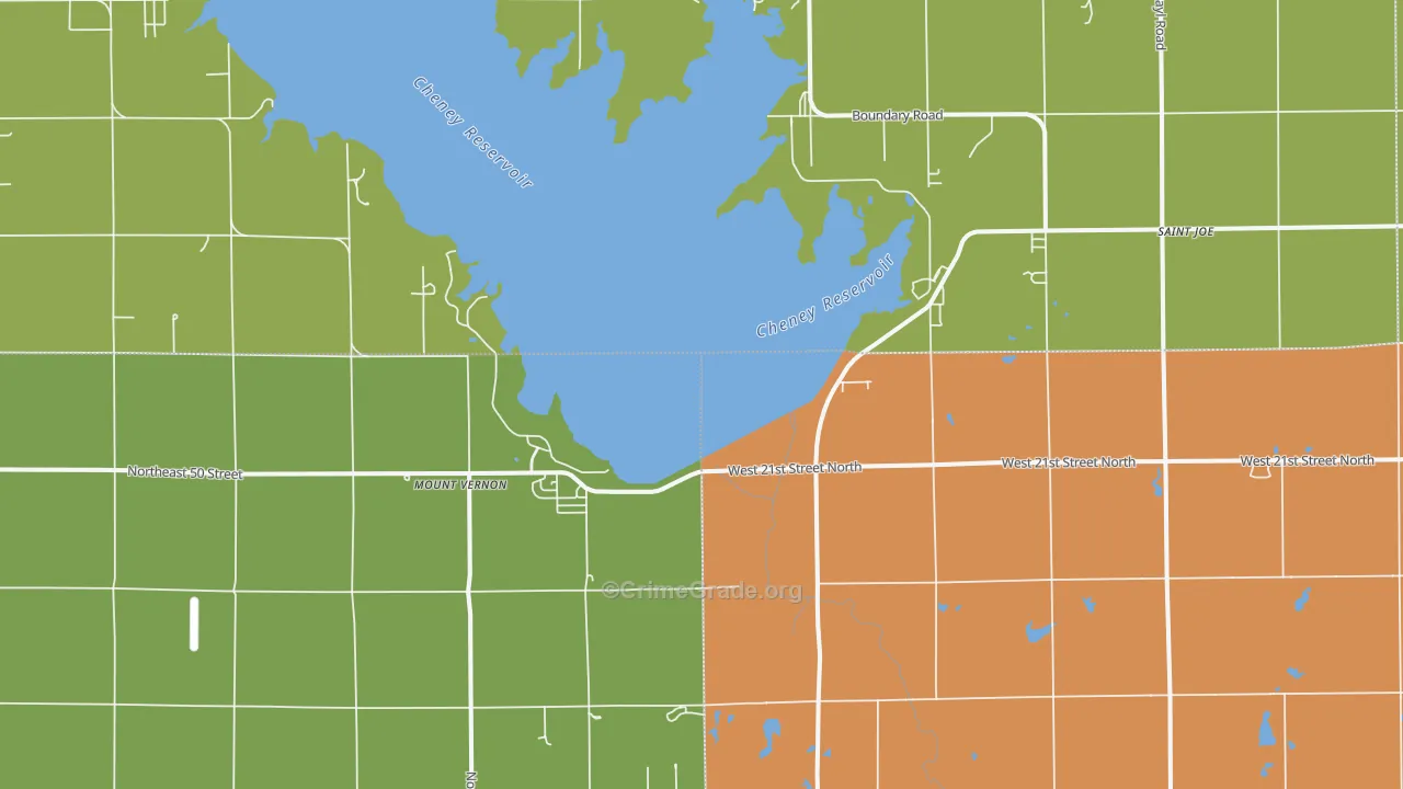 Mount Vernon, KS Map of Robbery Rates