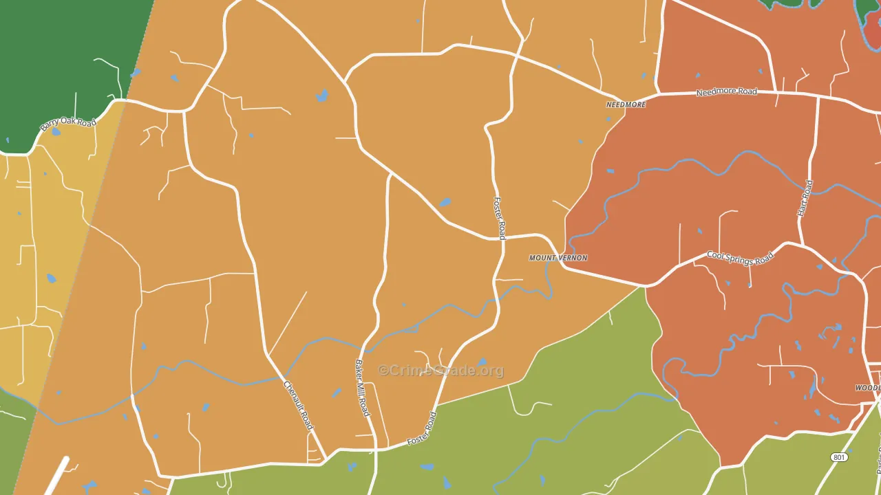 Mount Vernon, NC Map of Robbery Rates