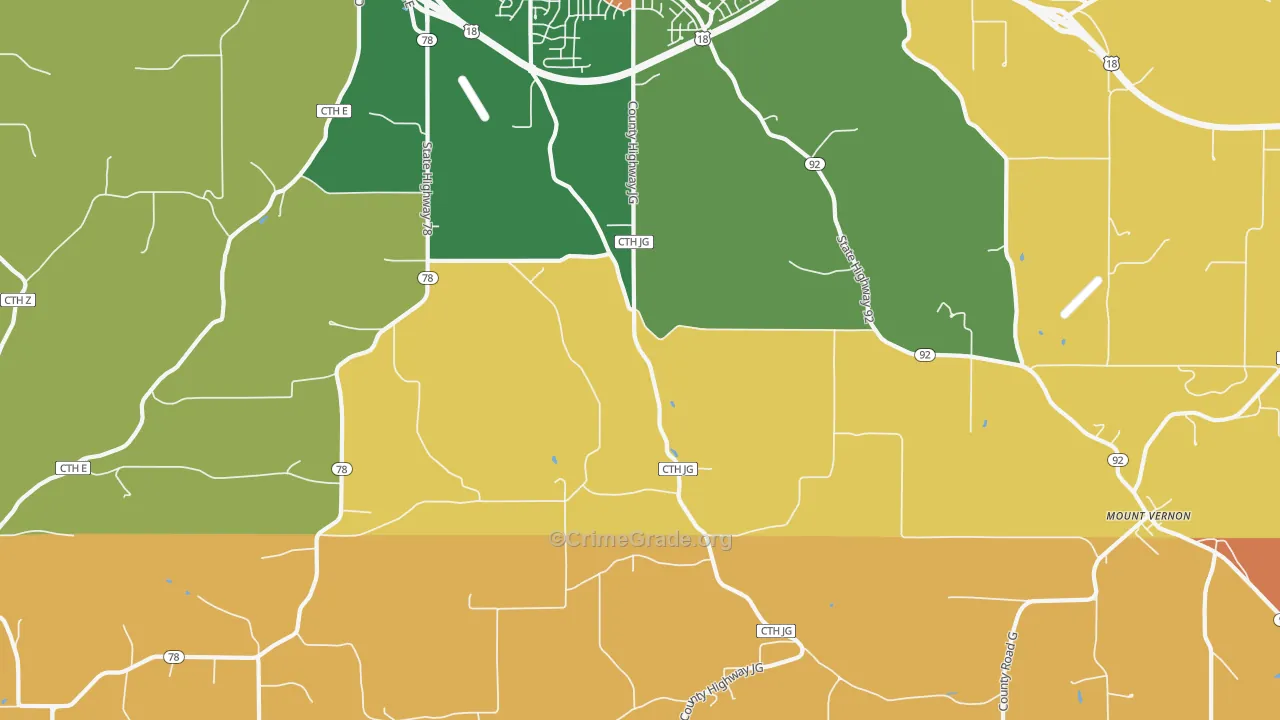 Mount Vernon, WI Map of Robbery Rates
