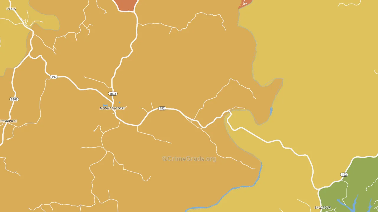 Mount Victory, KY Map of Robbery Rates