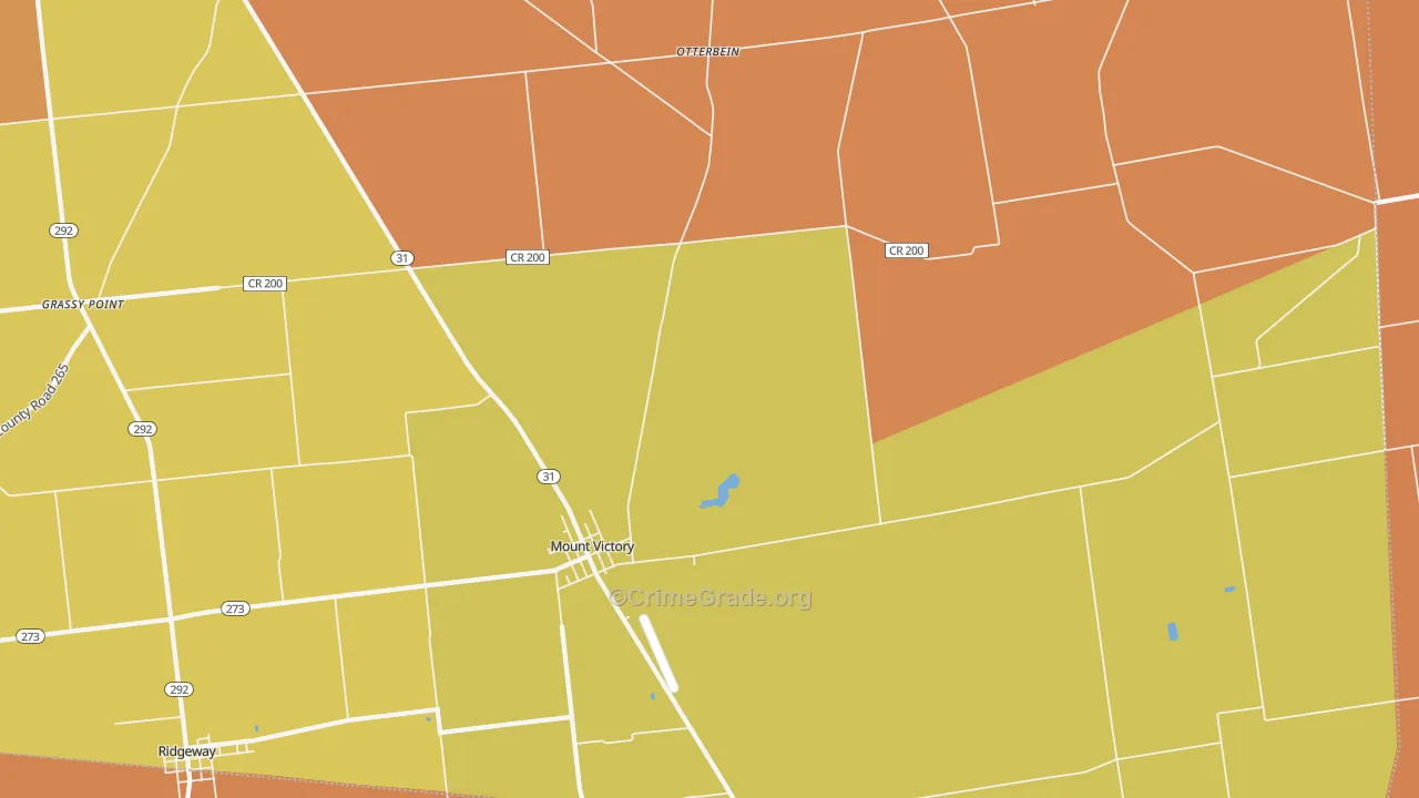 Mount Victory, OH Map of Robbery Rates