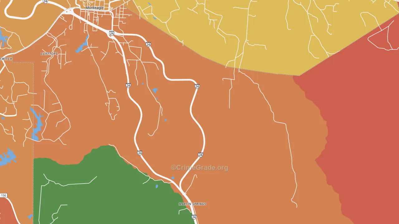 Mount View, TN Map of Robbery Rates