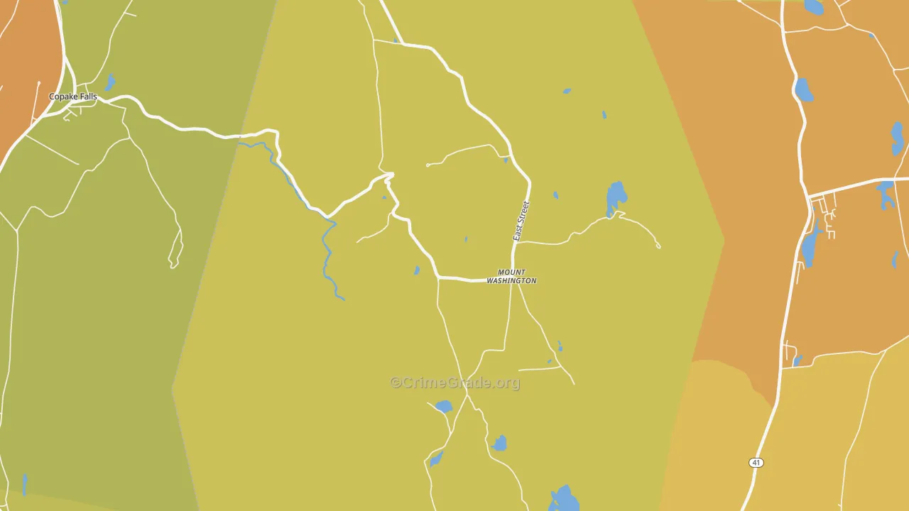 Mount Washington, MA Map of Robbery Rates