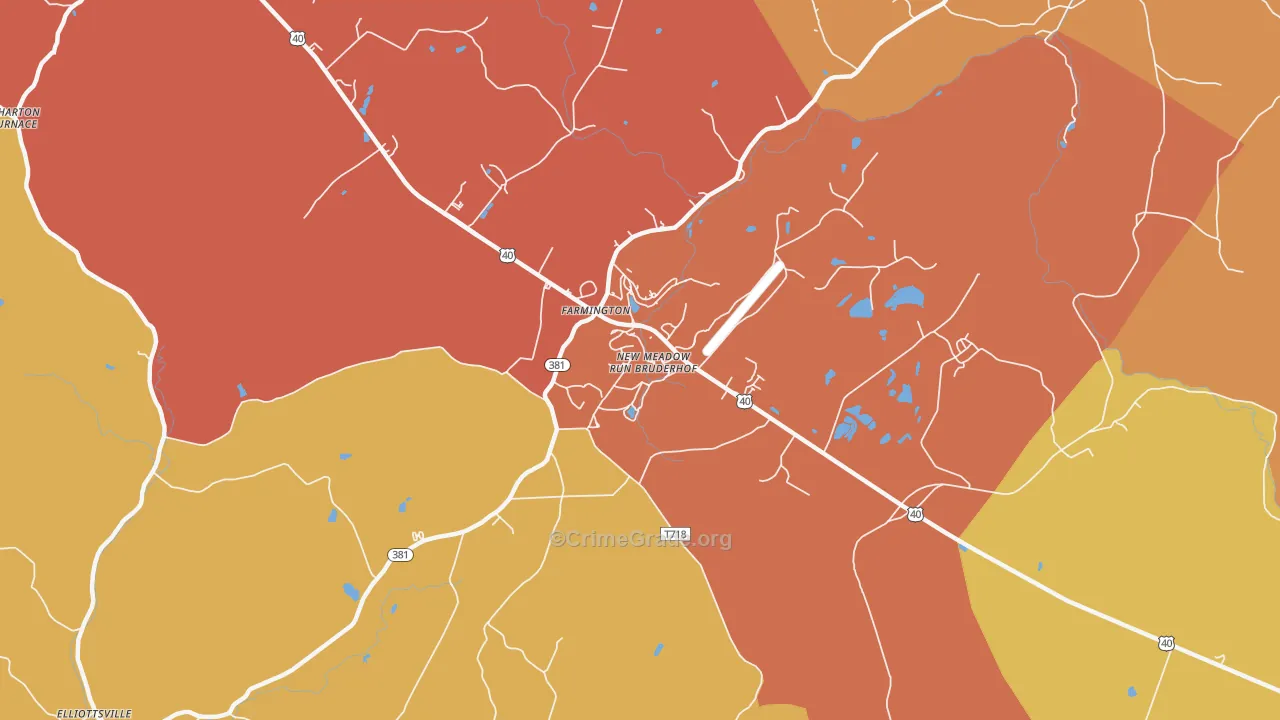 Mount Washington, PA Map of Robbery Rates