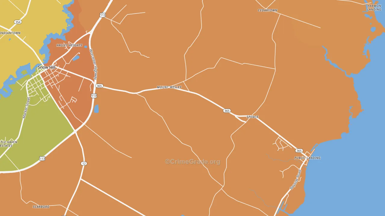 Mount Wesley, MD Map of Robbery Rates