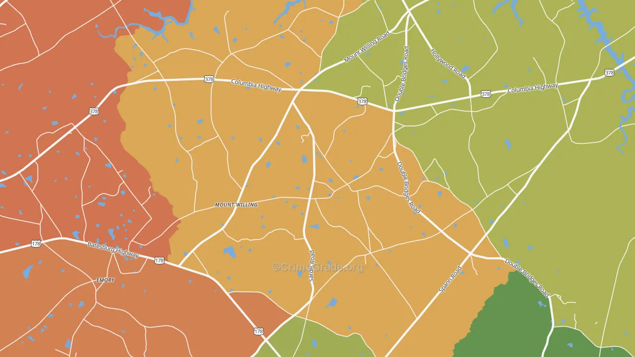Mount Willing, SC Map of Robbery Rates