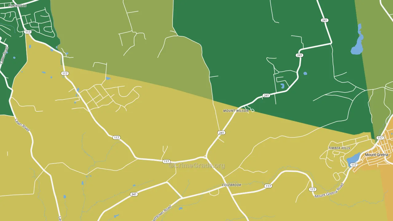 Mount Wilson, PA Map of Robbery Rates
