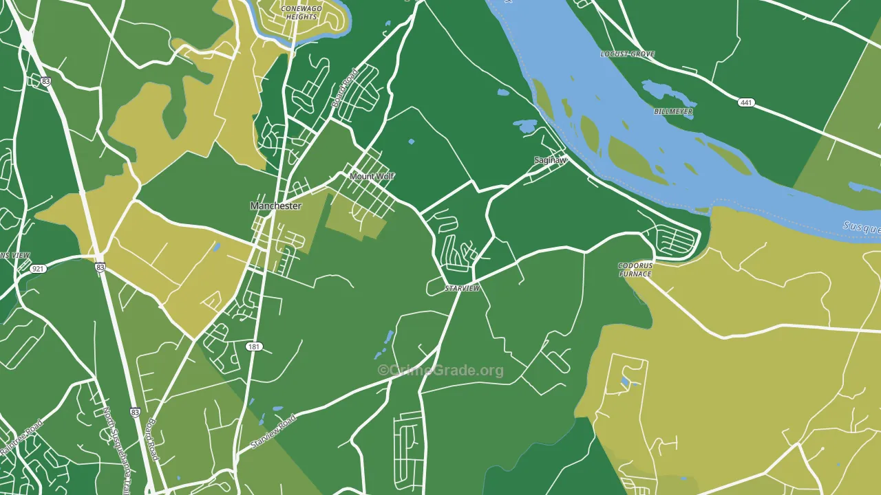 Mount Wolf, PA Map of Robbery Rates