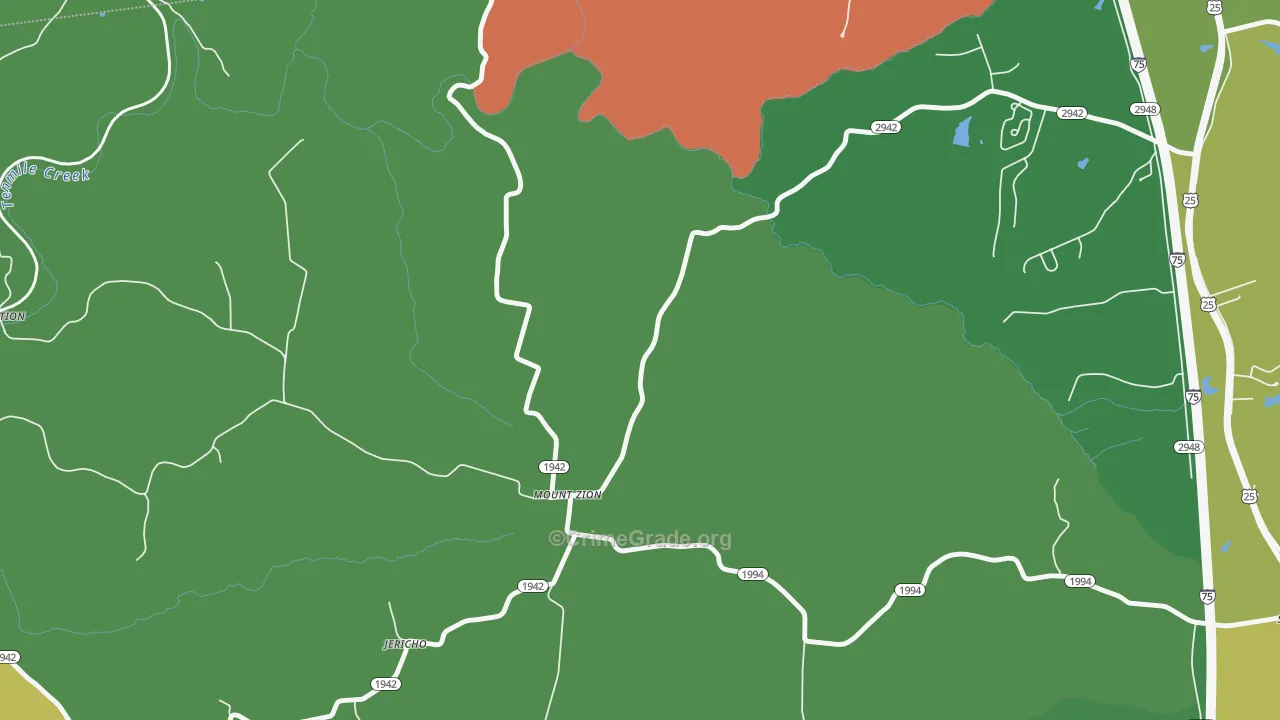 Mount Zion, KY Map of Robbery Rates